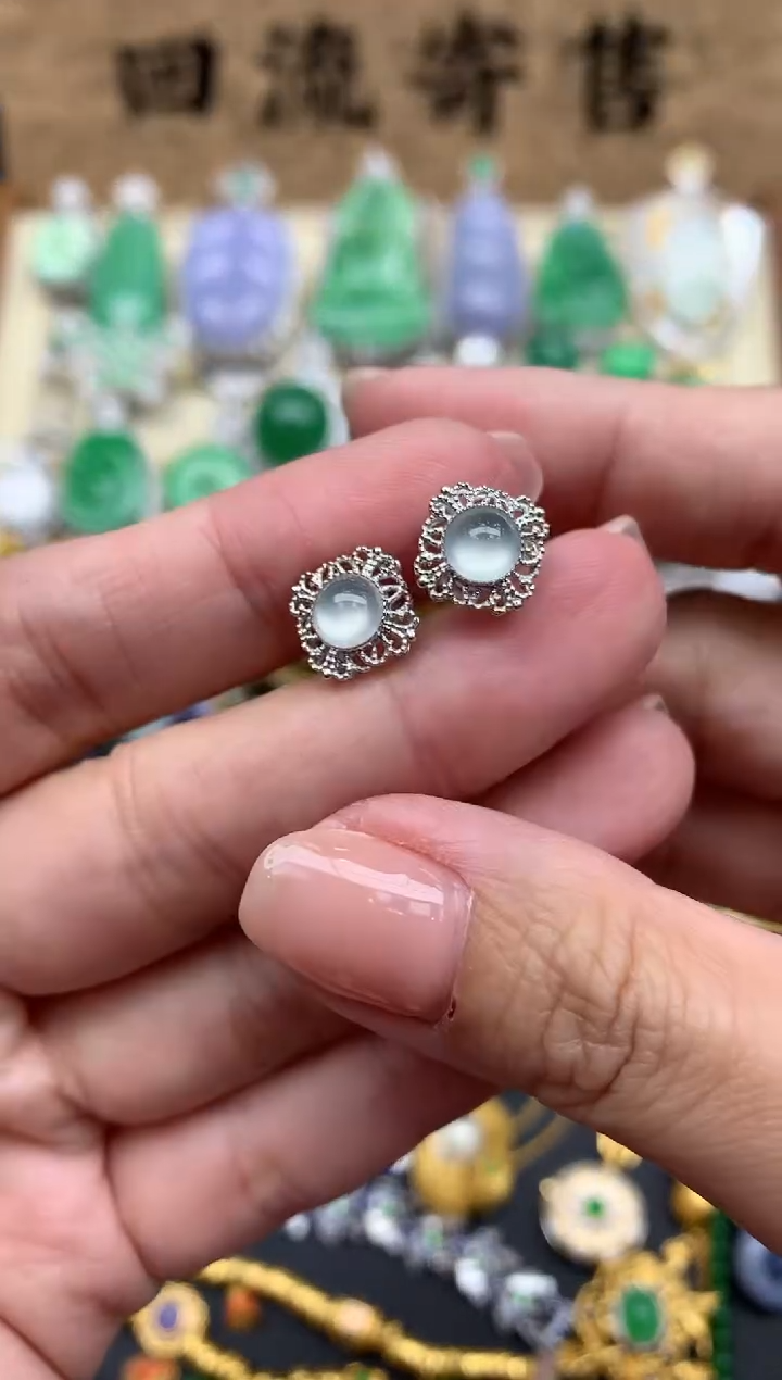 【闪购商品】翡翠耳饰18K金镶嵌361-中国好珍宝