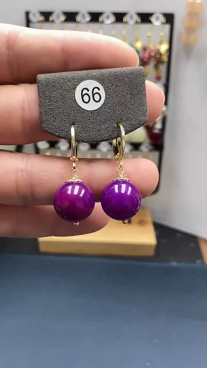 【闪购商品】苏纪石（舒俱来）耳坠银S925镀金镶嵌尺寸14mm耳扣11