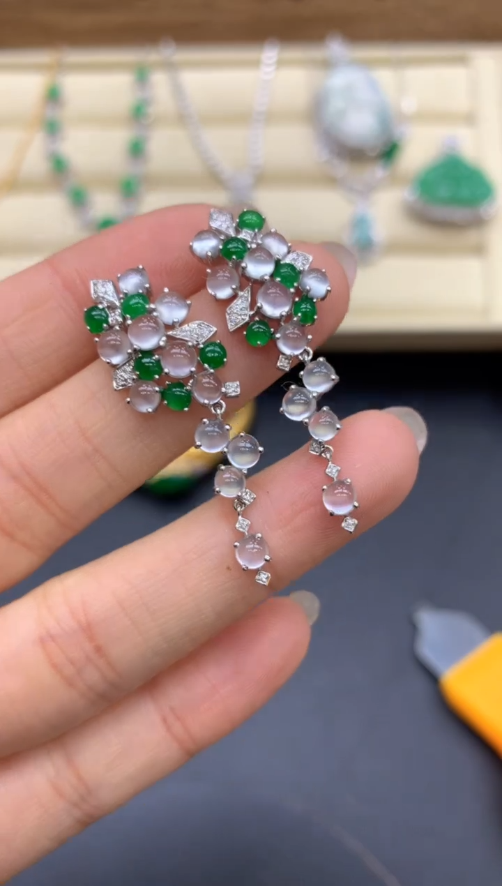 【闪购商品】翡翠耳饰18K金镶嵌593-中国好珍宝