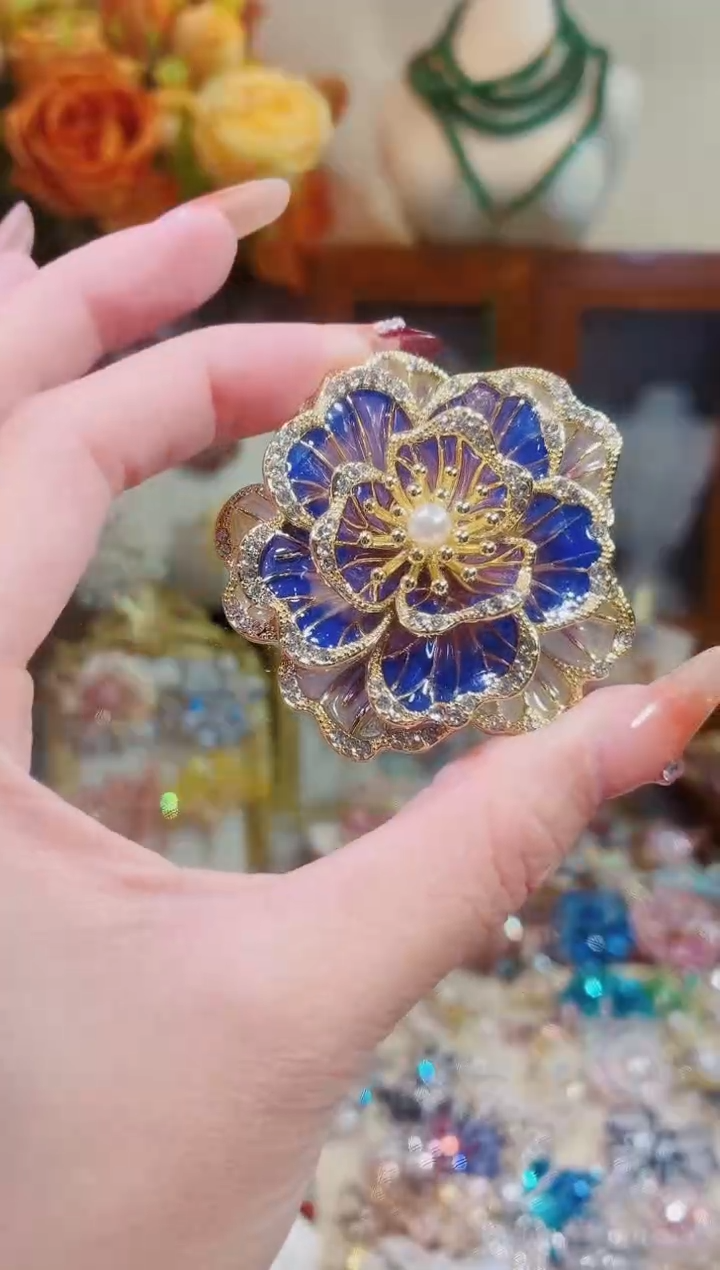 合成立方氧化锆铜合金紫色牡丹花