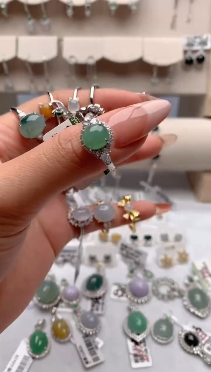 【闪购商品】翡翠戒指银S925镶嵌3原告