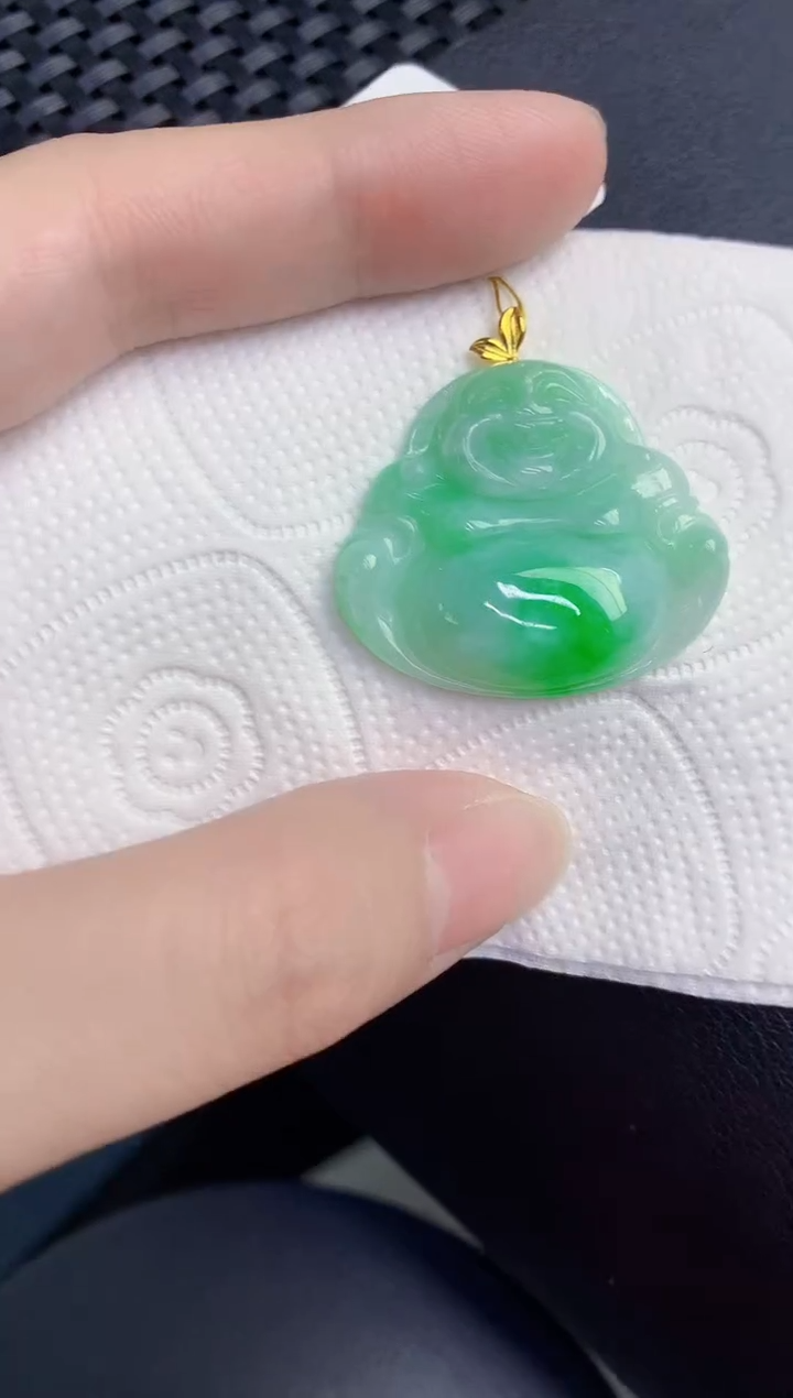 颈饰18K金镶嵌翡翠天然翡翠缅甸A货