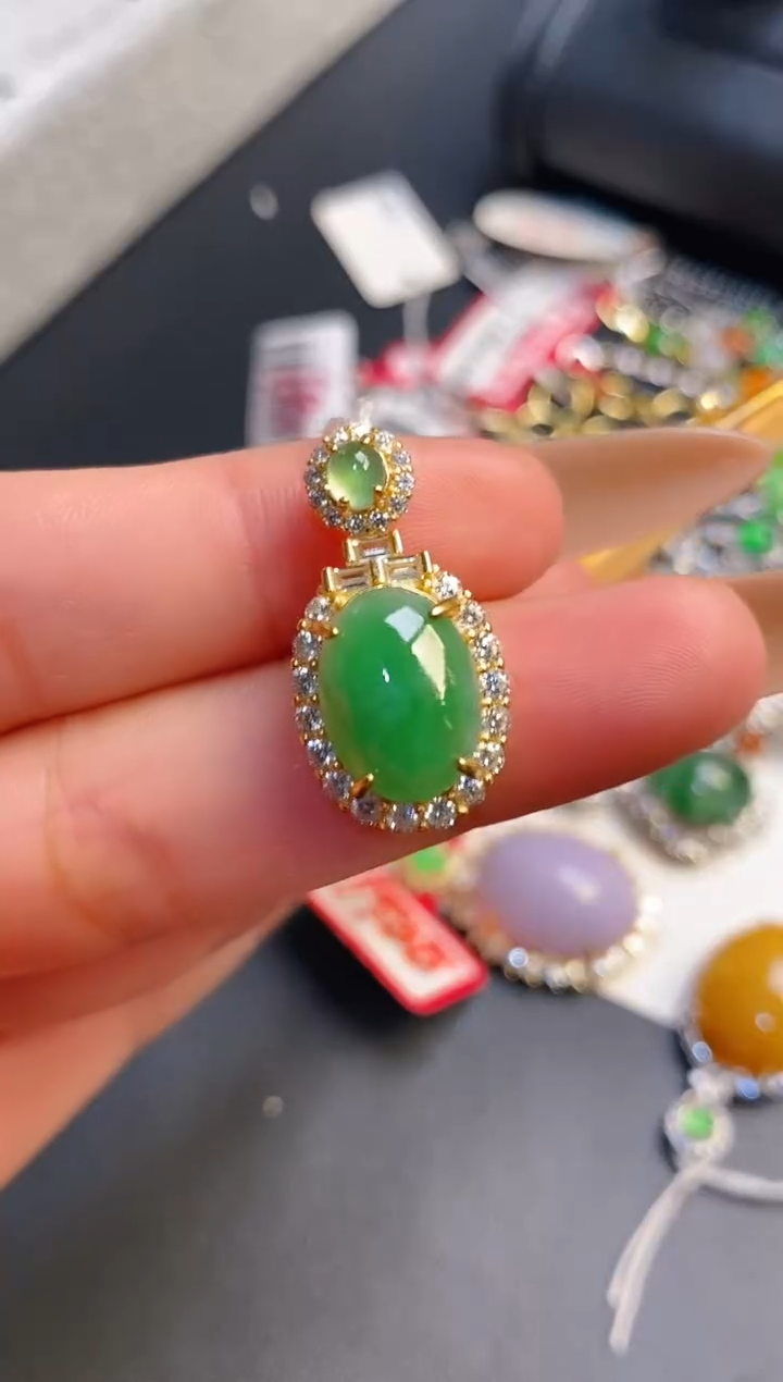 银S925镶嵌戒指翡翠天然