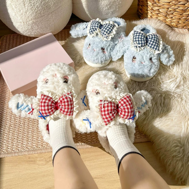 【时尚休闲】洋气小兔兔厚底毛毛拖鞋女外穿