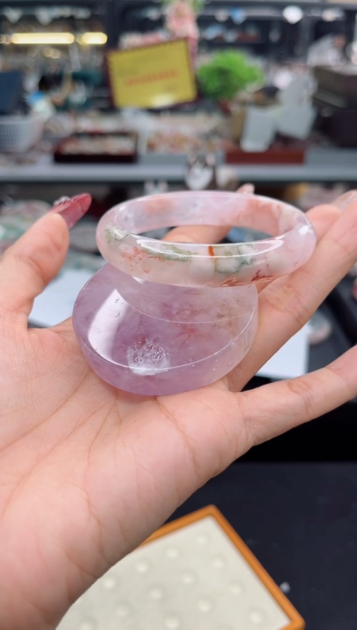 【闪购商品】石英质玉手镯未镶嵌57圈口（赠品镯心）S9488