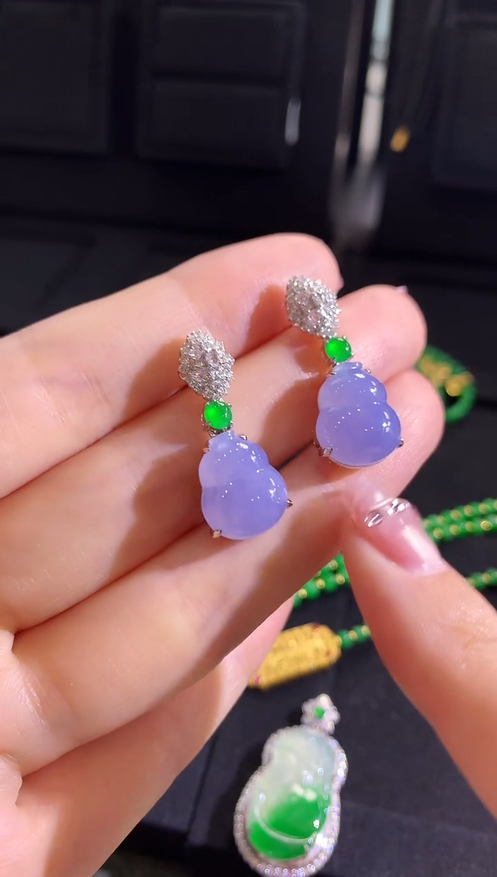 【闪购商品】翡翠耳饰18K金镶嵌耳饰