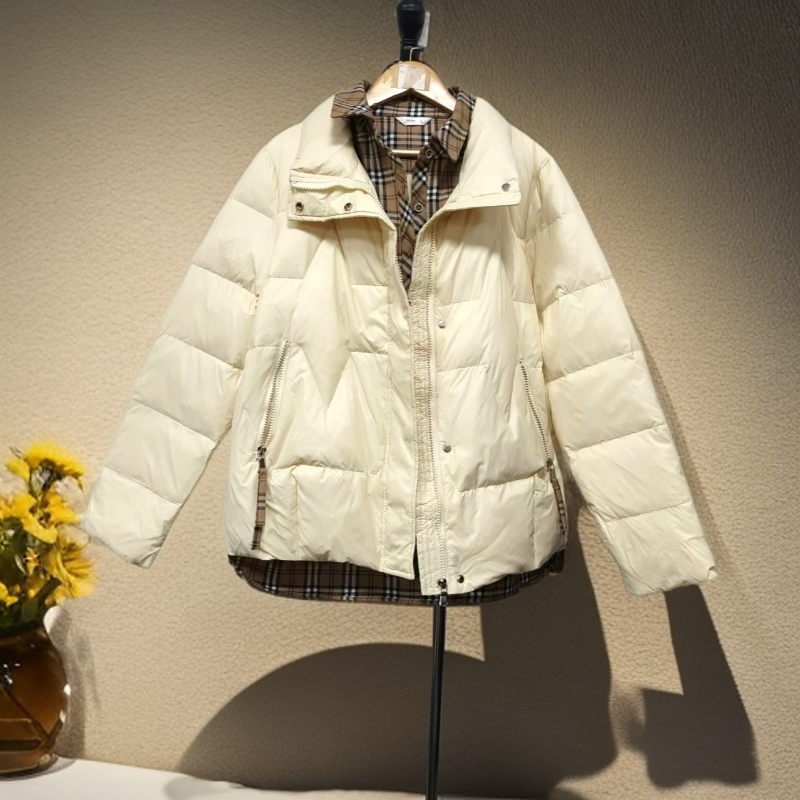 冬季韩版宽松拼接格子假两件休闲外套A453秋冬