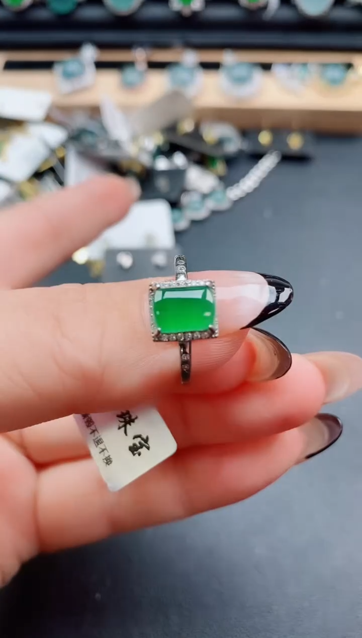 翡翠戒指银S925镶嵌1