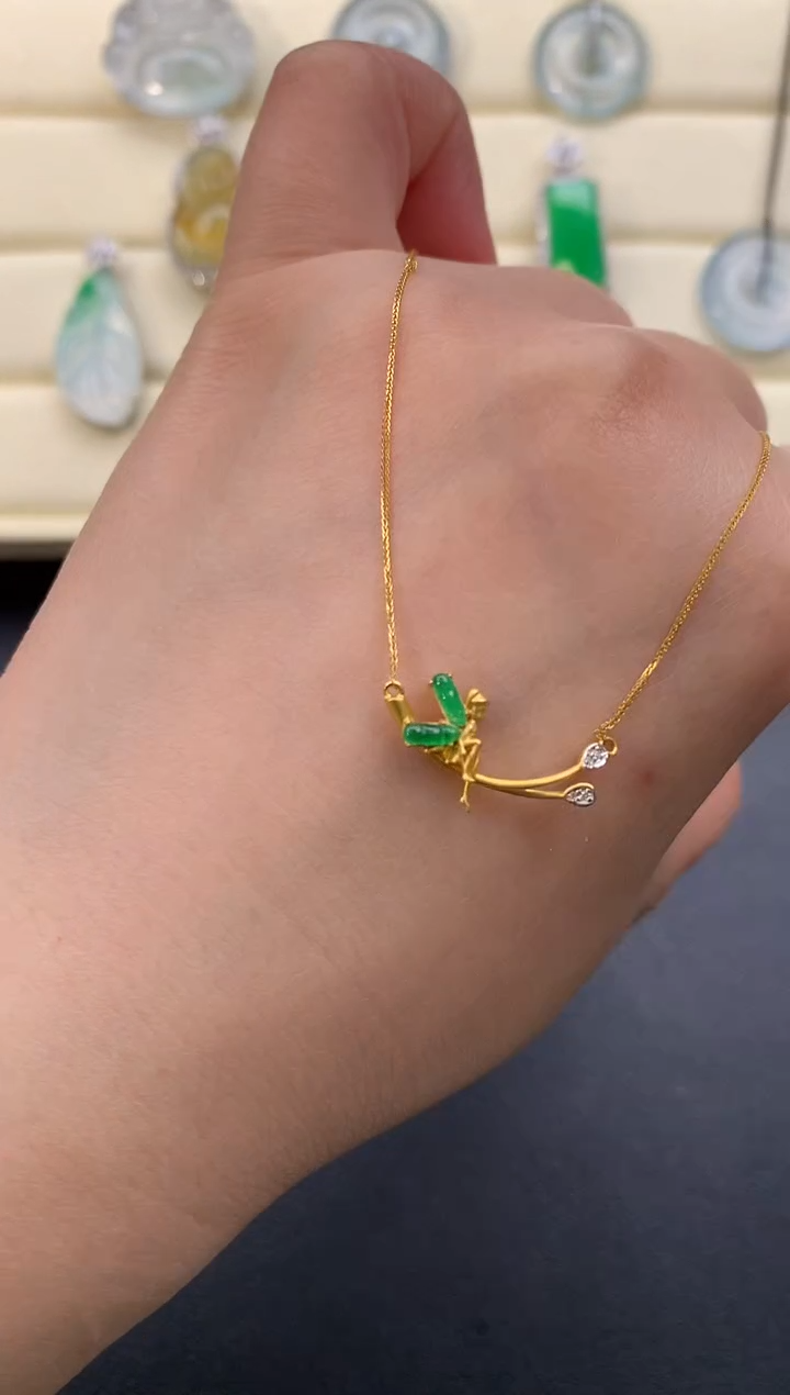 【闪购商品】翡翠颈饰18K金镶嵌X12    