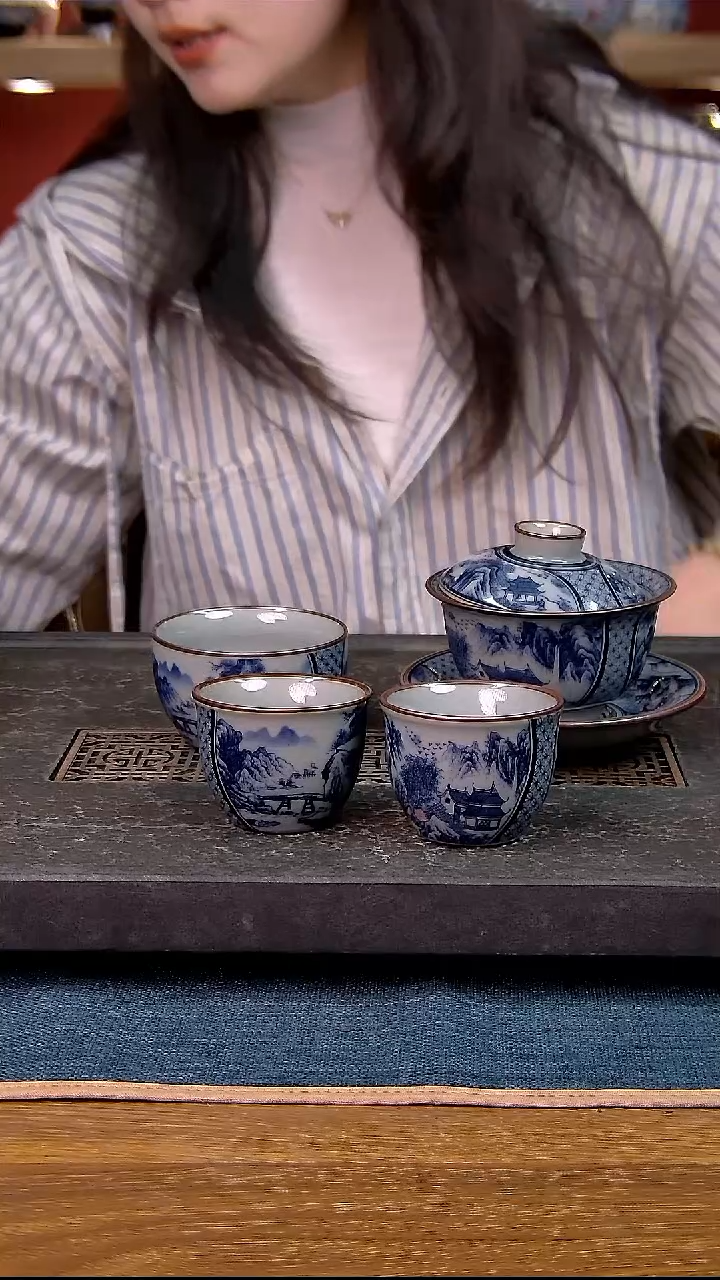 简装家用款4件套 老陶泥开片纹陶瓷茶具