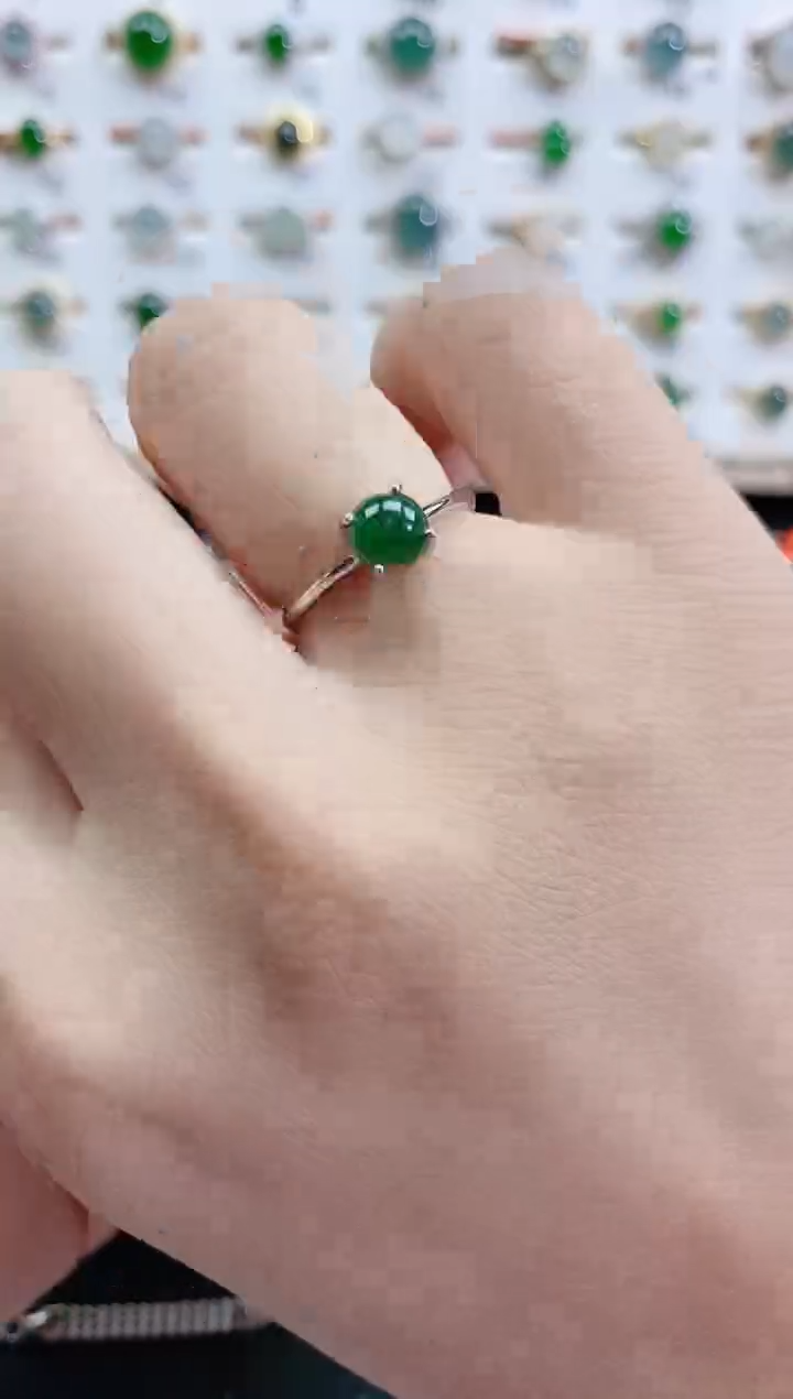 银S925镶嵌戒指翡翠天然翡翠