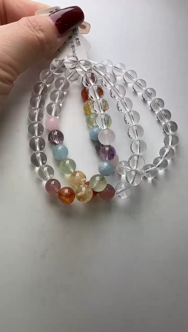 【闪购商品】水晶手串未镶嵌白水晶七彩手串多样性发一M20515