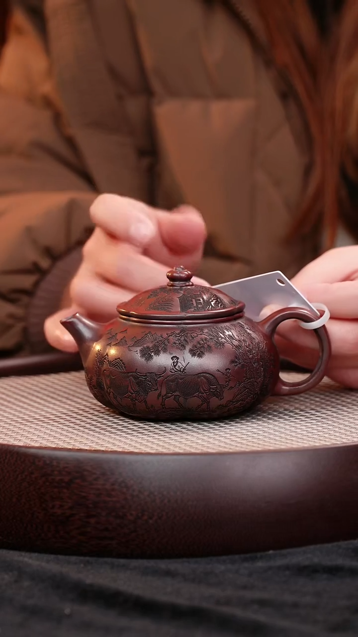 茶壶紫砂宜兴紫砂壶筋纹寒江h310006