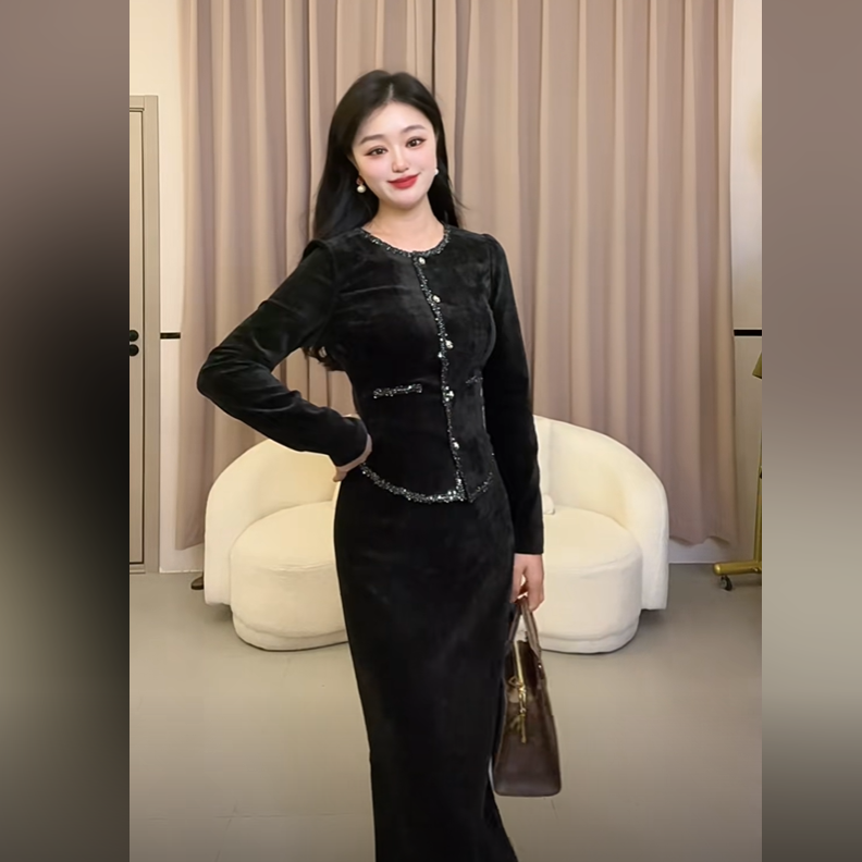 【小米】秋季新款显瘦气质长袖轻奢时尚女神两件套装YXMYF52848