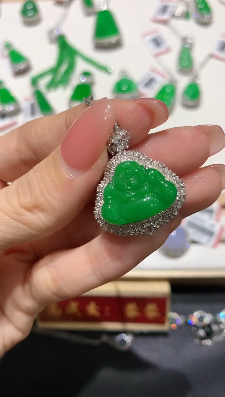 【闪购商品】翡翠吊坠(不含链)18K金镶嵌团购3