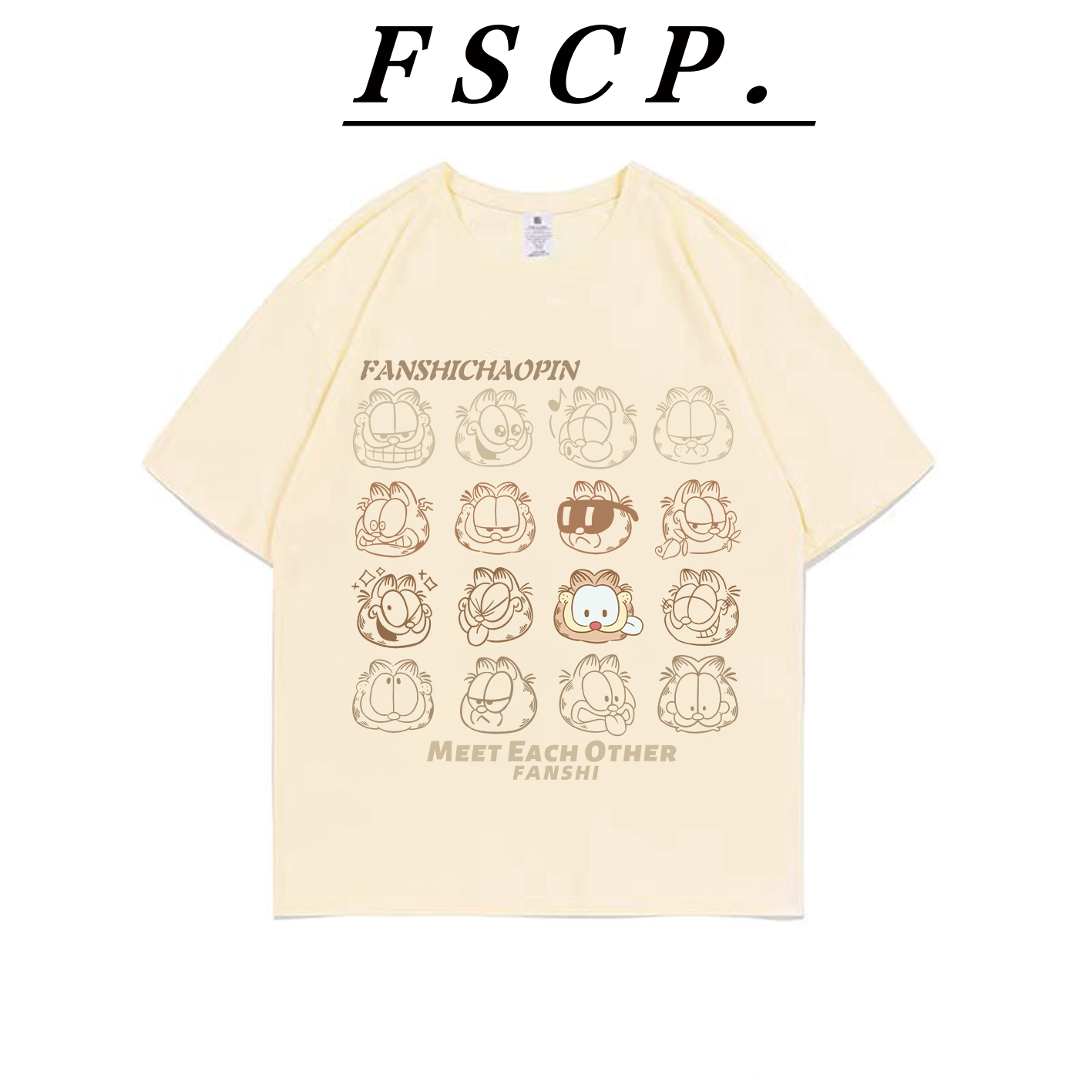 【FSCP.】加菲猫！纯棉短袖重磅卡通印花潮流百搭T恤