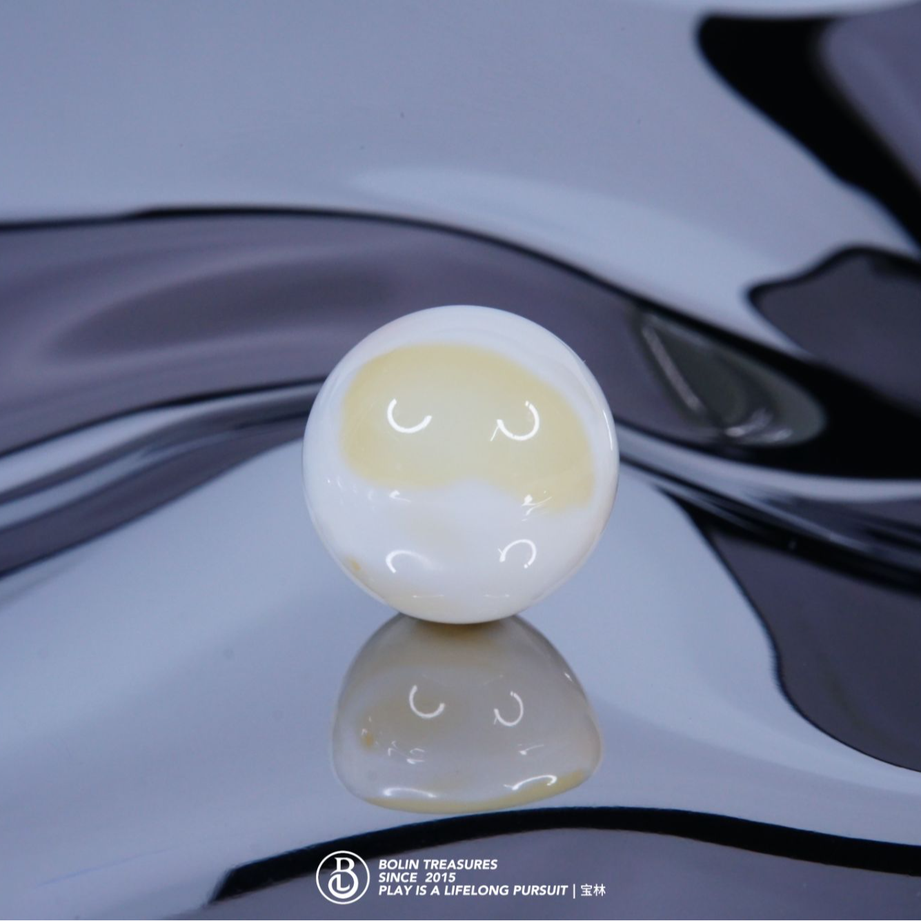 14.9mm金漆瓷白溶洞圆珠单珠  天然琥珀蜜蜡精品文玩配饰