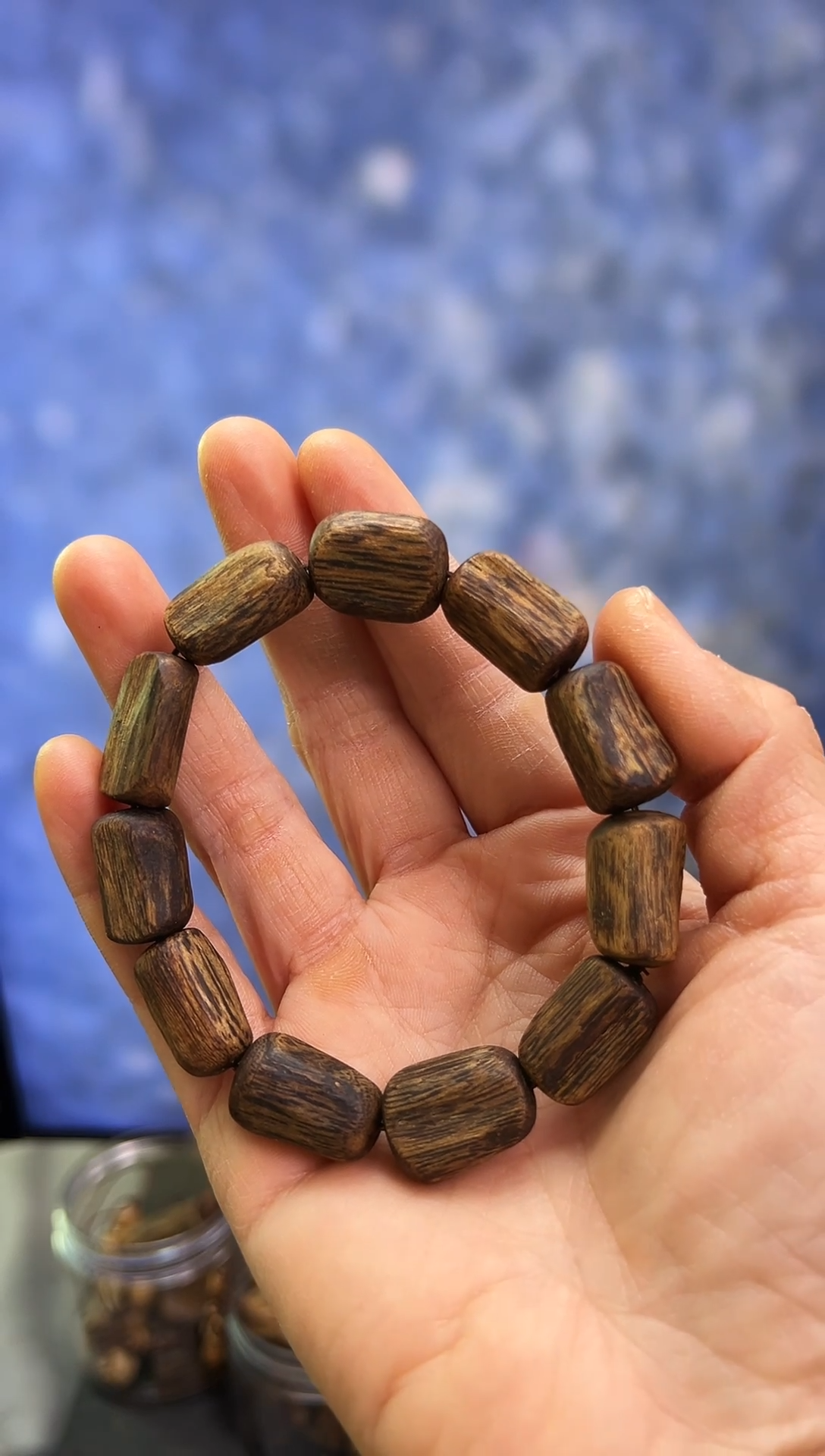 沉香手串棋楠透顶绿单圈