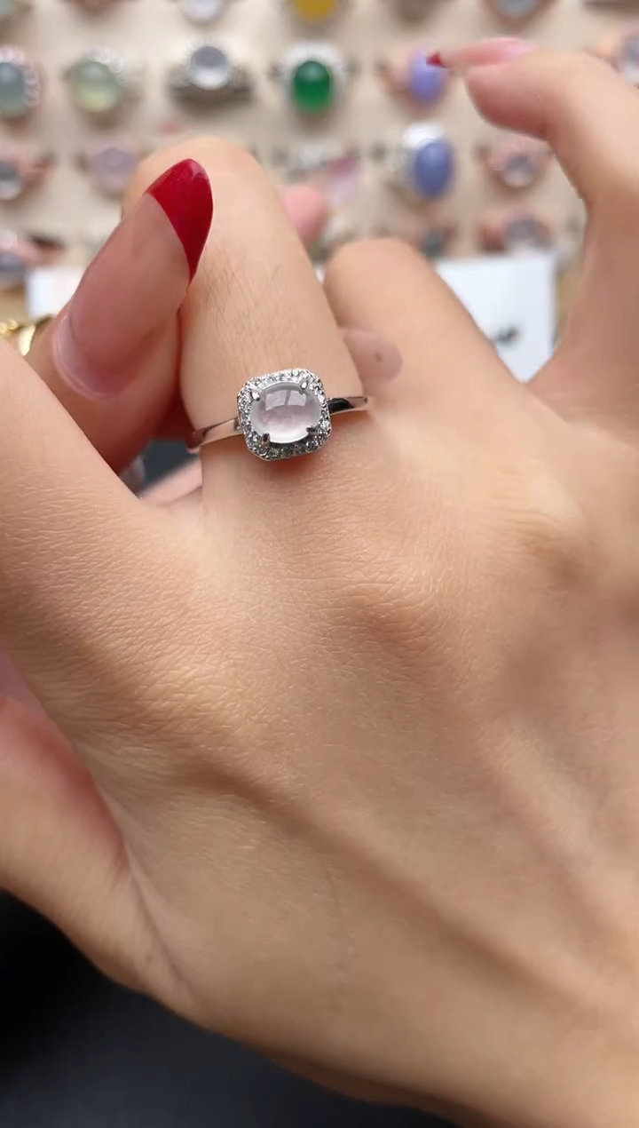 【闪购商品】翡翠戒指银S925镶嵌一物一证一礼盒