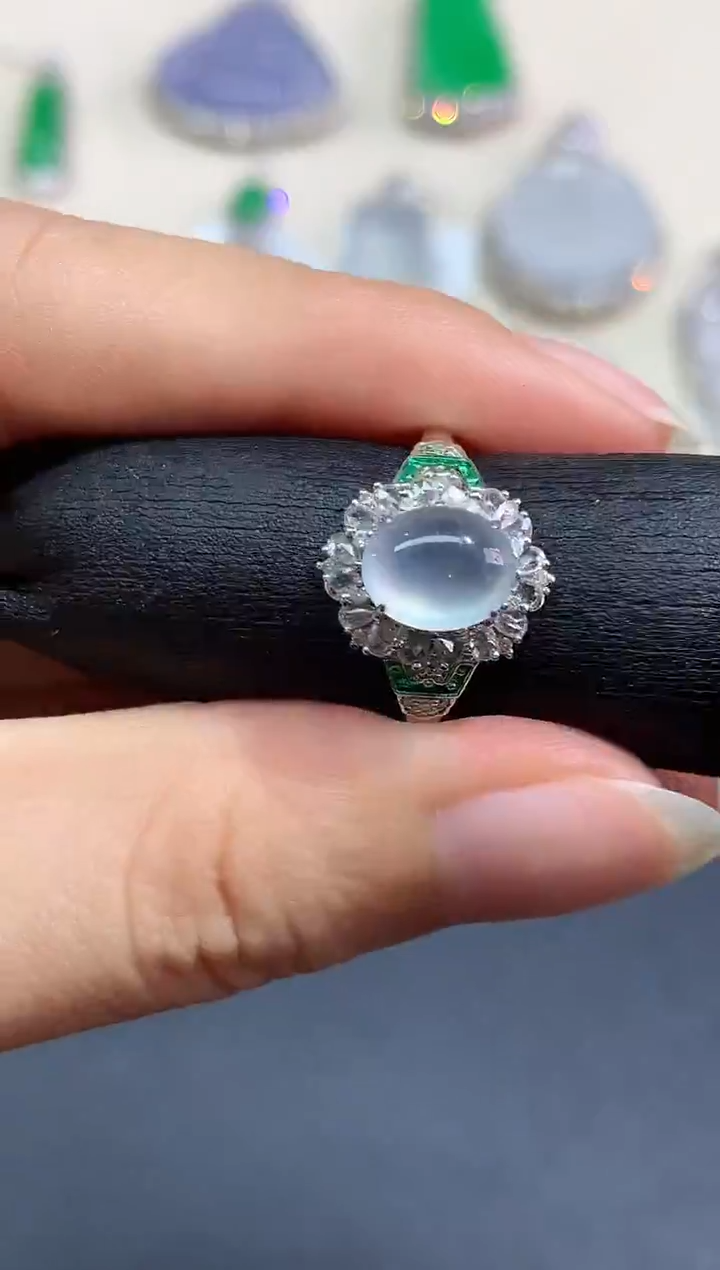 18K金镶嵌戒指翡翠戒指|6980