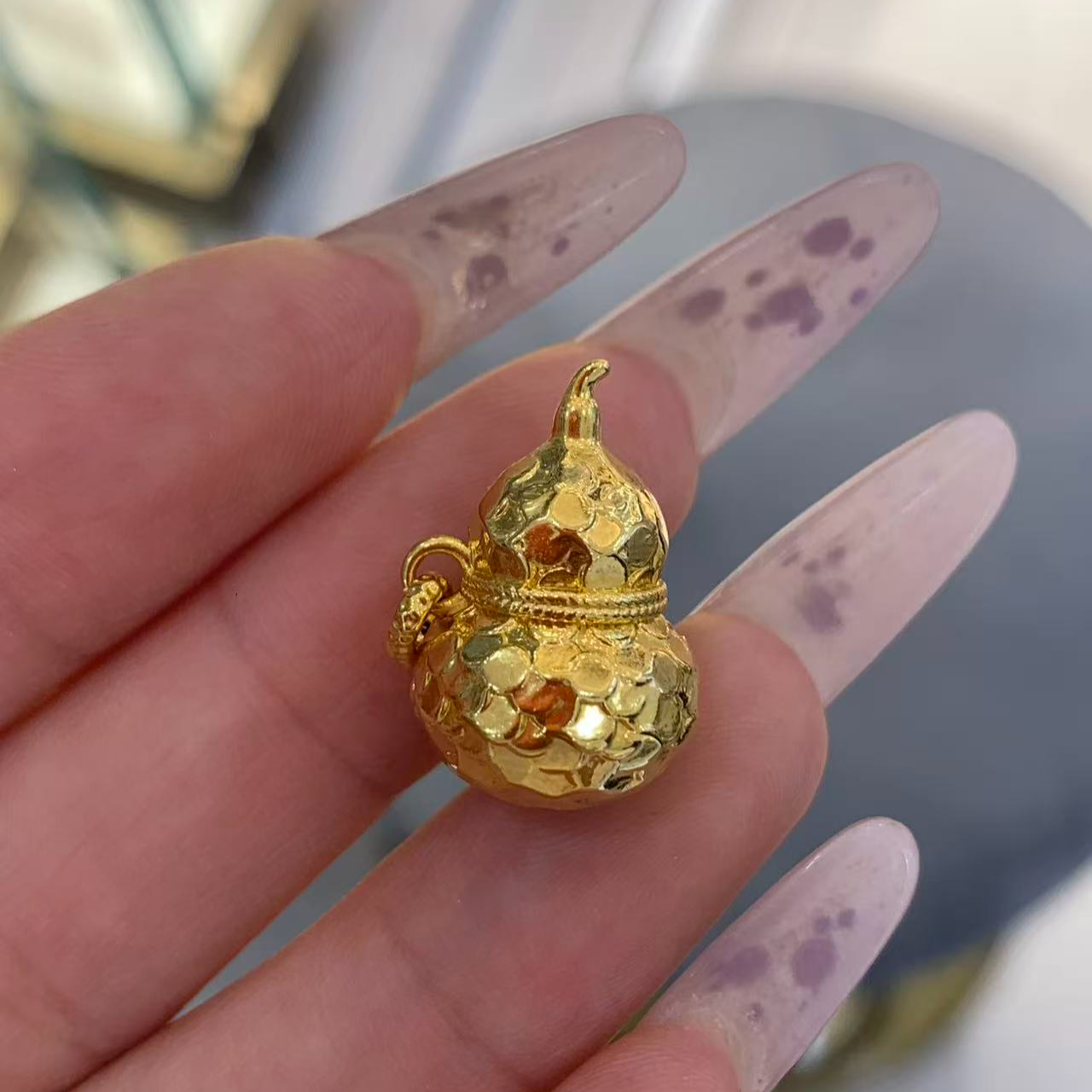 d02050 18K金碎冰冰葫芦吊坠 时尚气质