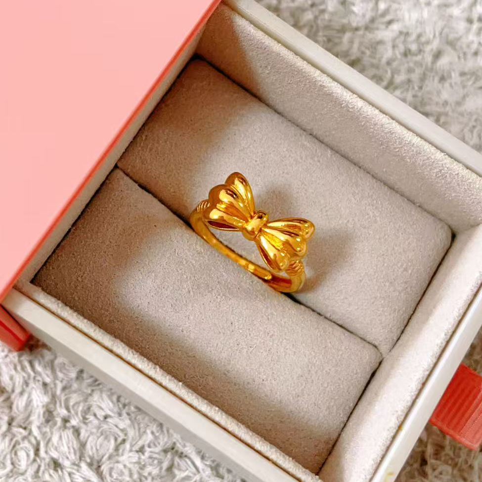铜合金戒指 【直播专享】正品合金戒指蝴蝶结戒指贵气百搭高级