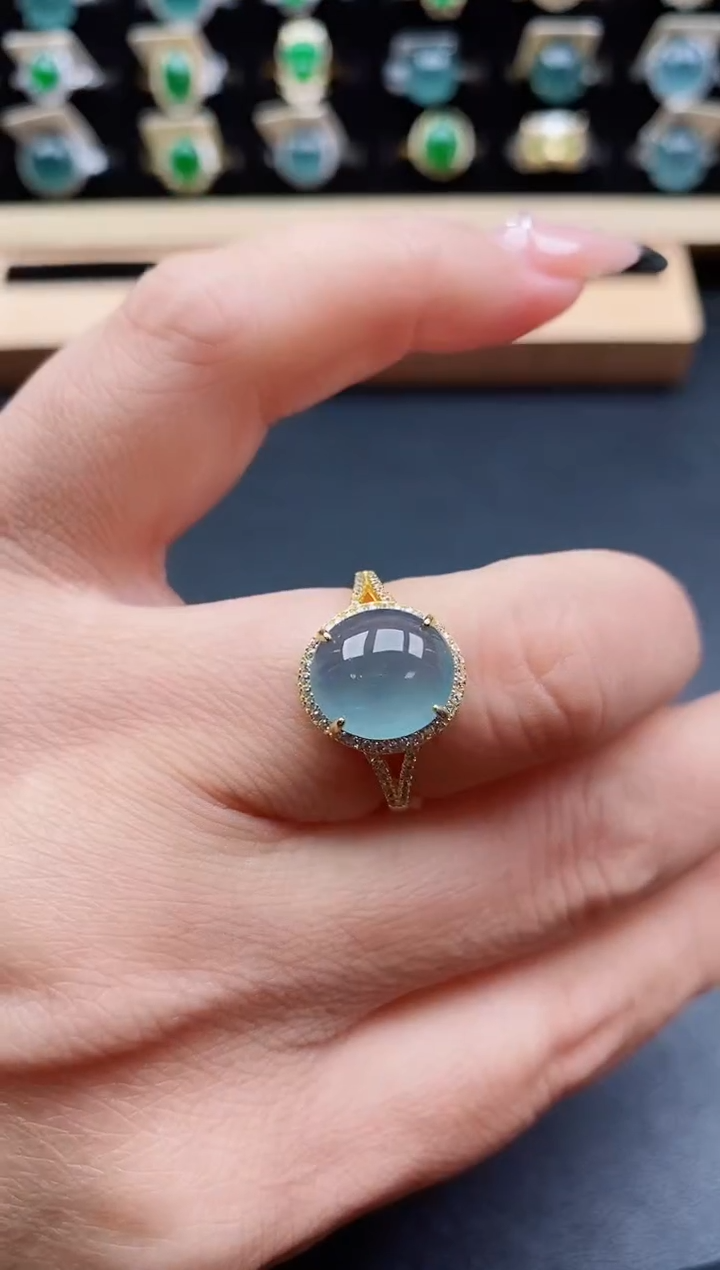 银S925镶嵌戒指翡翠1