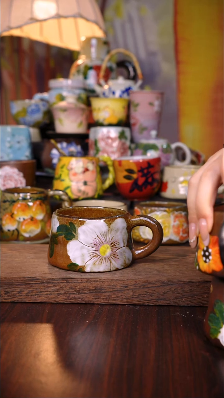 杯子陶泥垚手作 景德镇手工手绘陶瓷器物