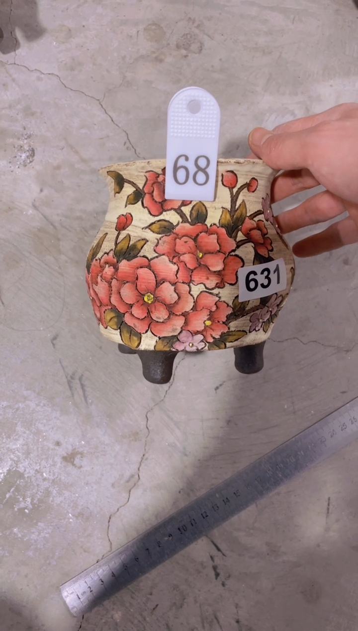 摆件ㅤ****⌒68陶花岛花盆罐—手工痕迹默认，大小会有1-2公分误差