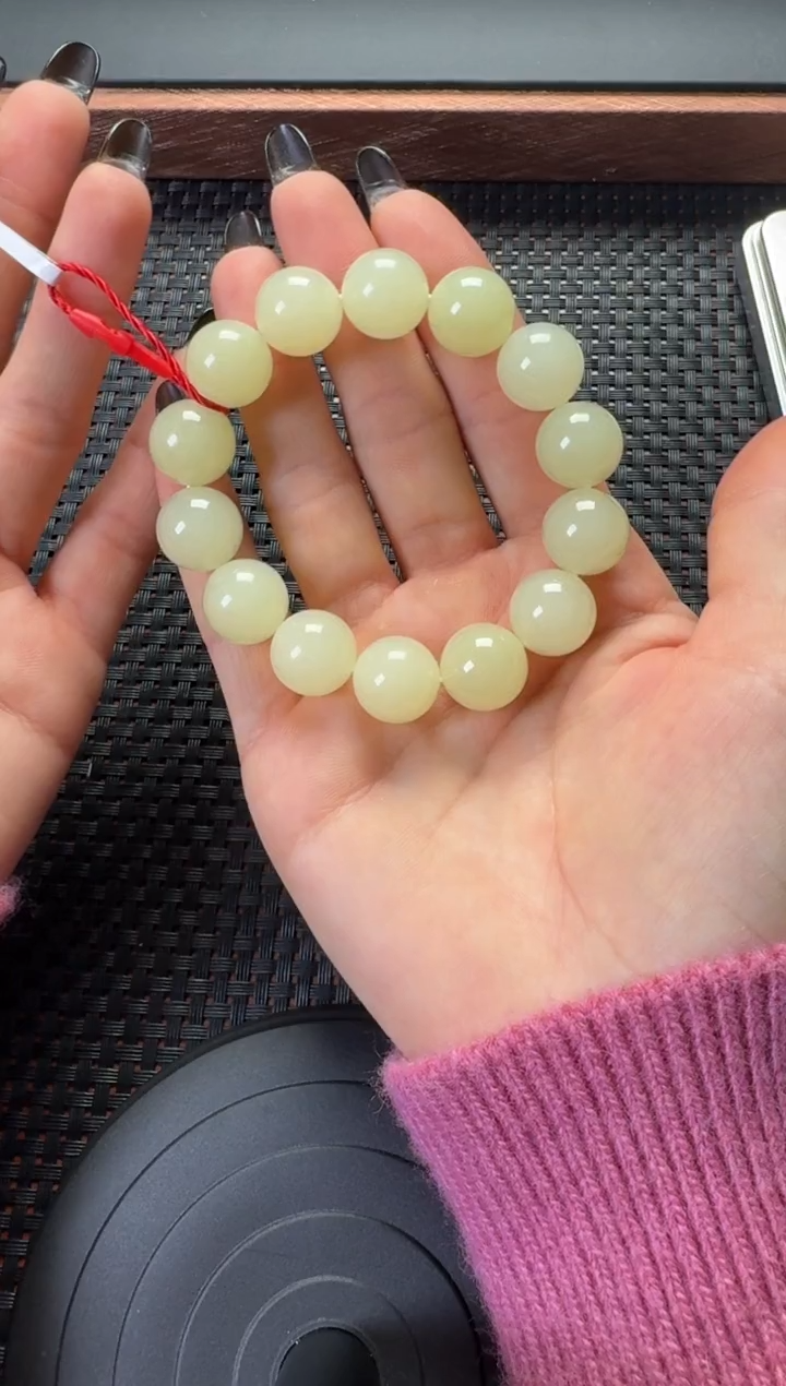 未镶嵌手串和田玉若羌黄口卡14手串