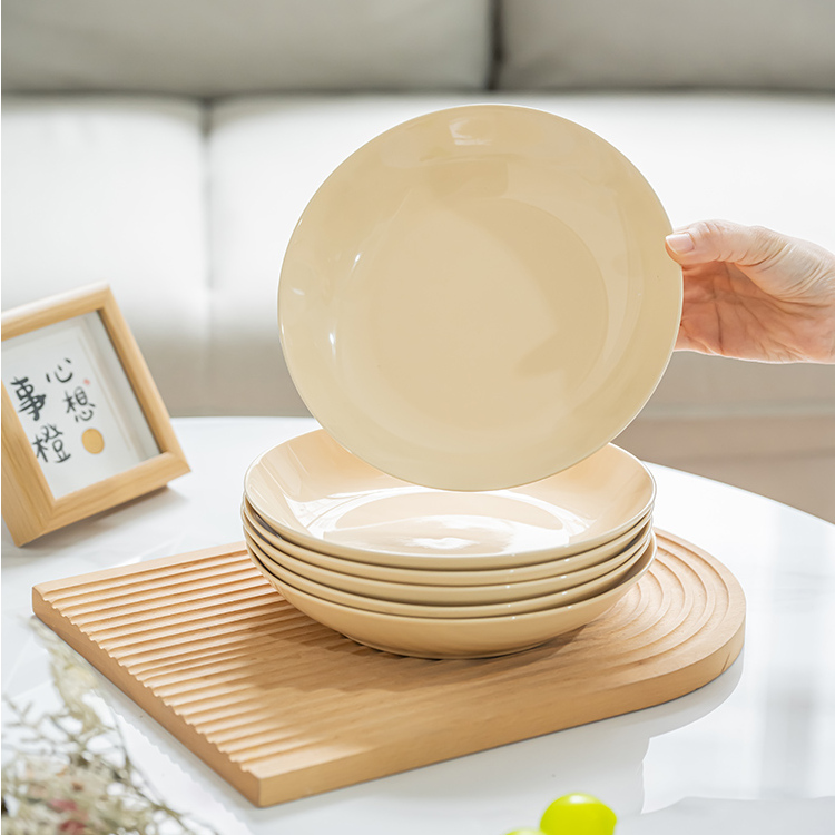 多巴胺釉下彩简约盘家用小清新陶瓷八寸圆盘