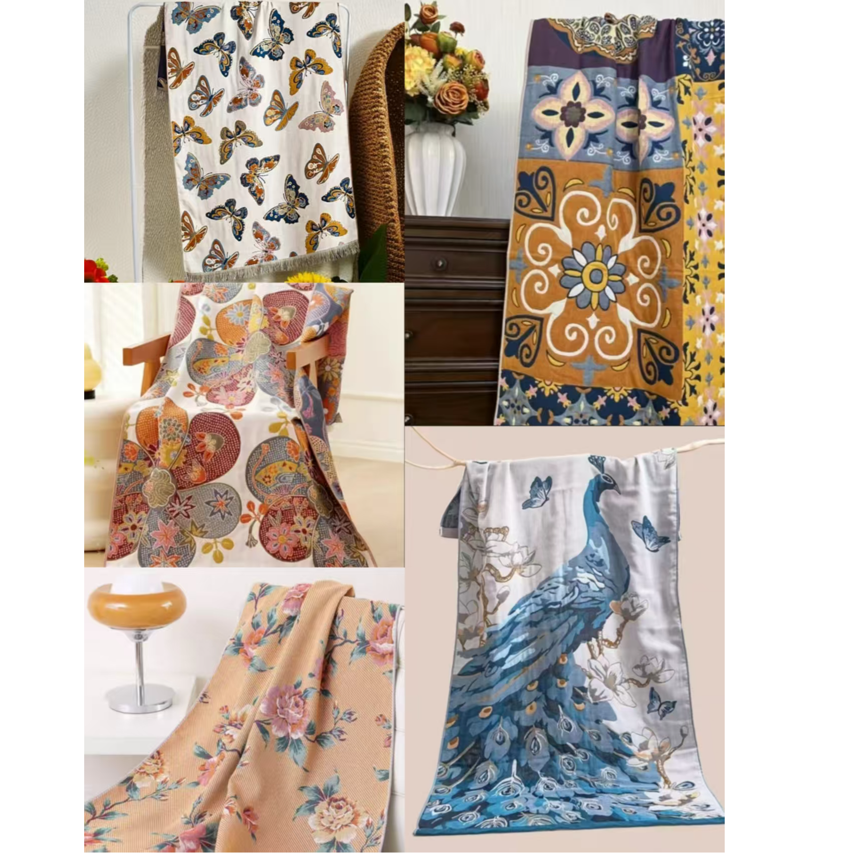 【精美高端浴巾一个】静静家见面礼，花型颜色按顺序发（2）