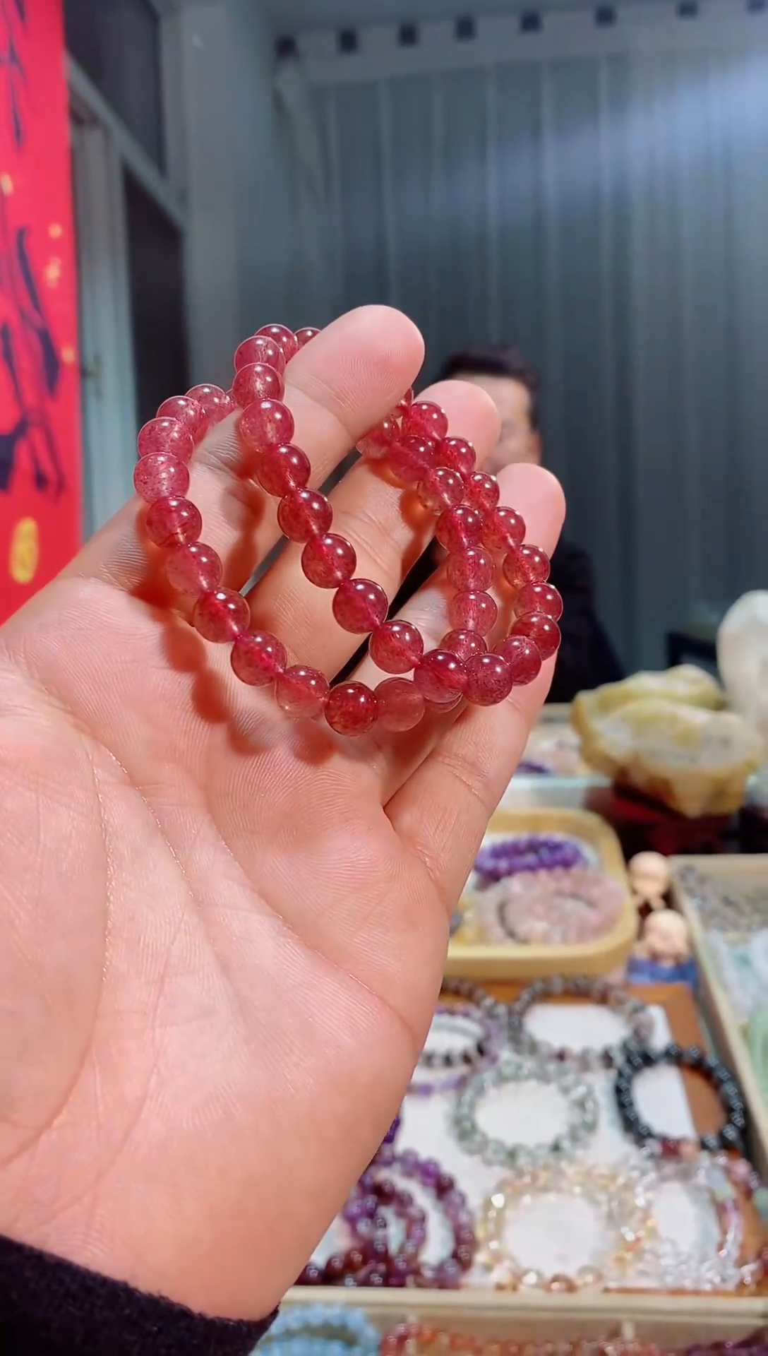 【闪购商品】水晶手链未镶嵌鸽血红草莓晶8M+ (多样性发其一）