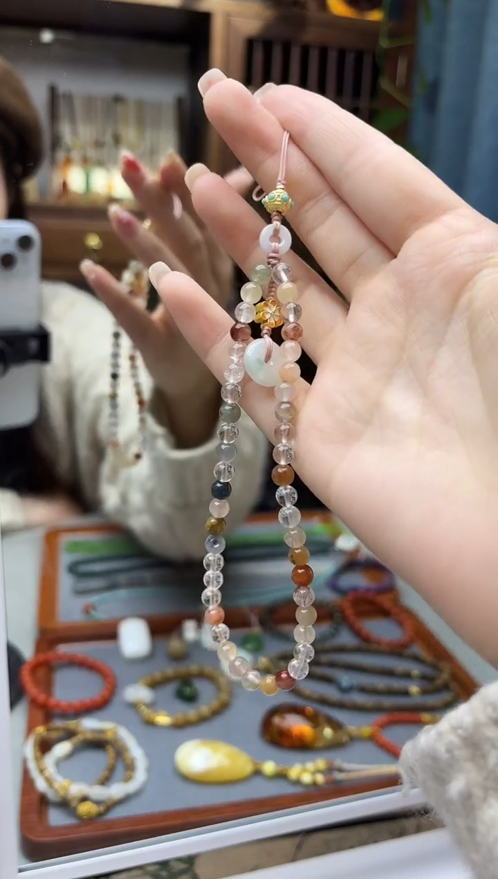 未镶嵌车挂水晶水晶手机链挂件DN