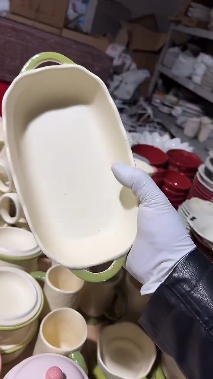 陶瓷磨砂椭圆双耳碗微瑕 凑满20元包邮