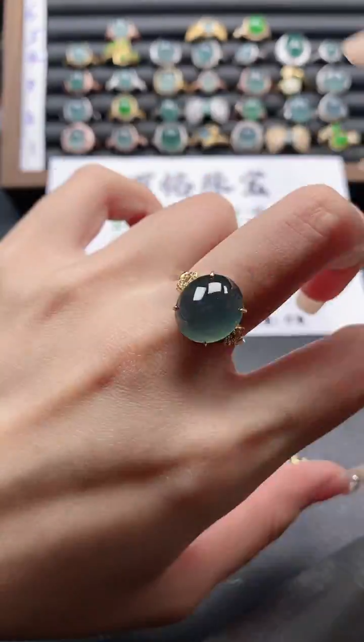 银S925镶嵌戒指翡翠51511