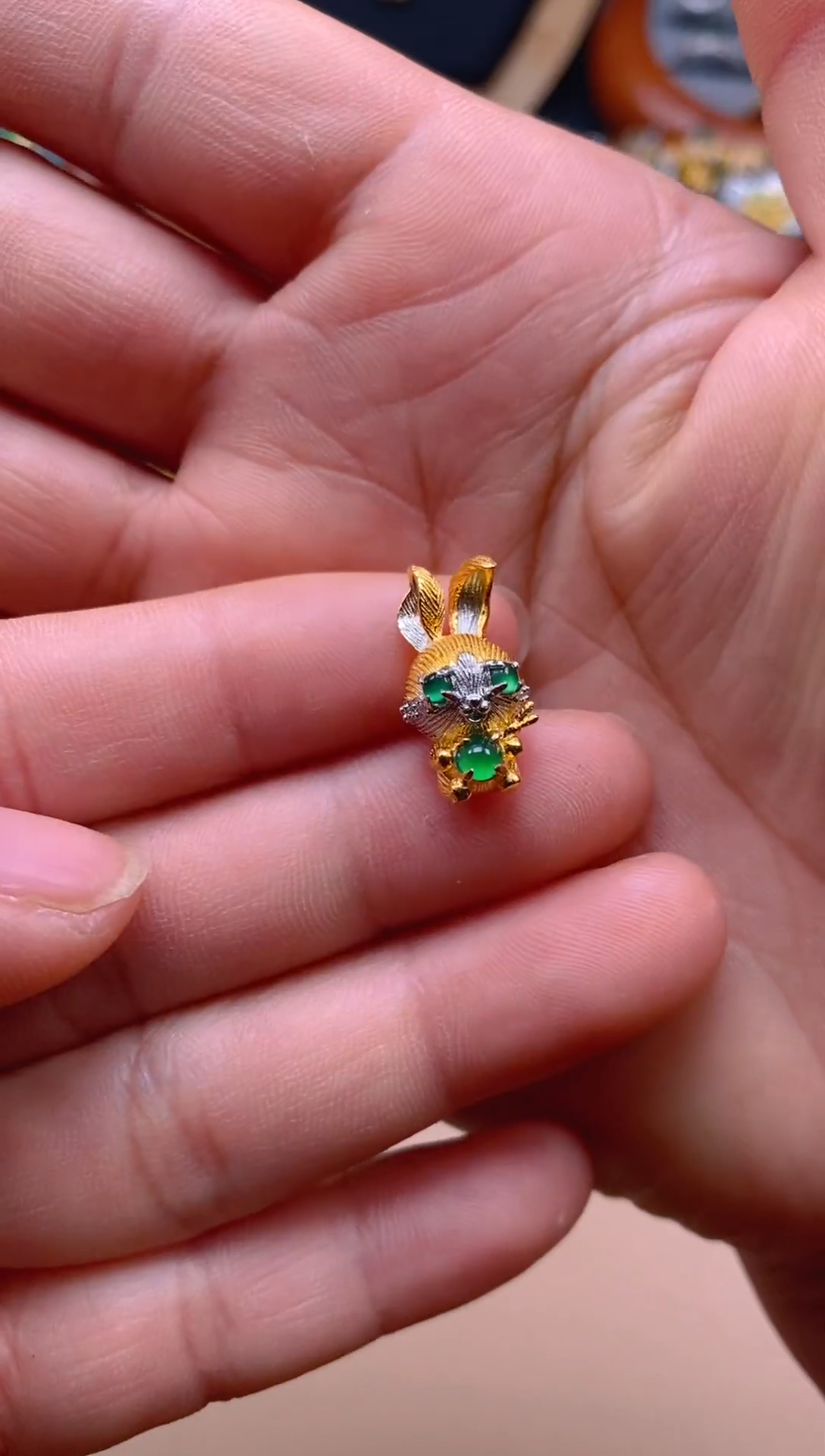 【闪购商品】翡翠吊坠(不含链)银S925镶嵌小萌兔