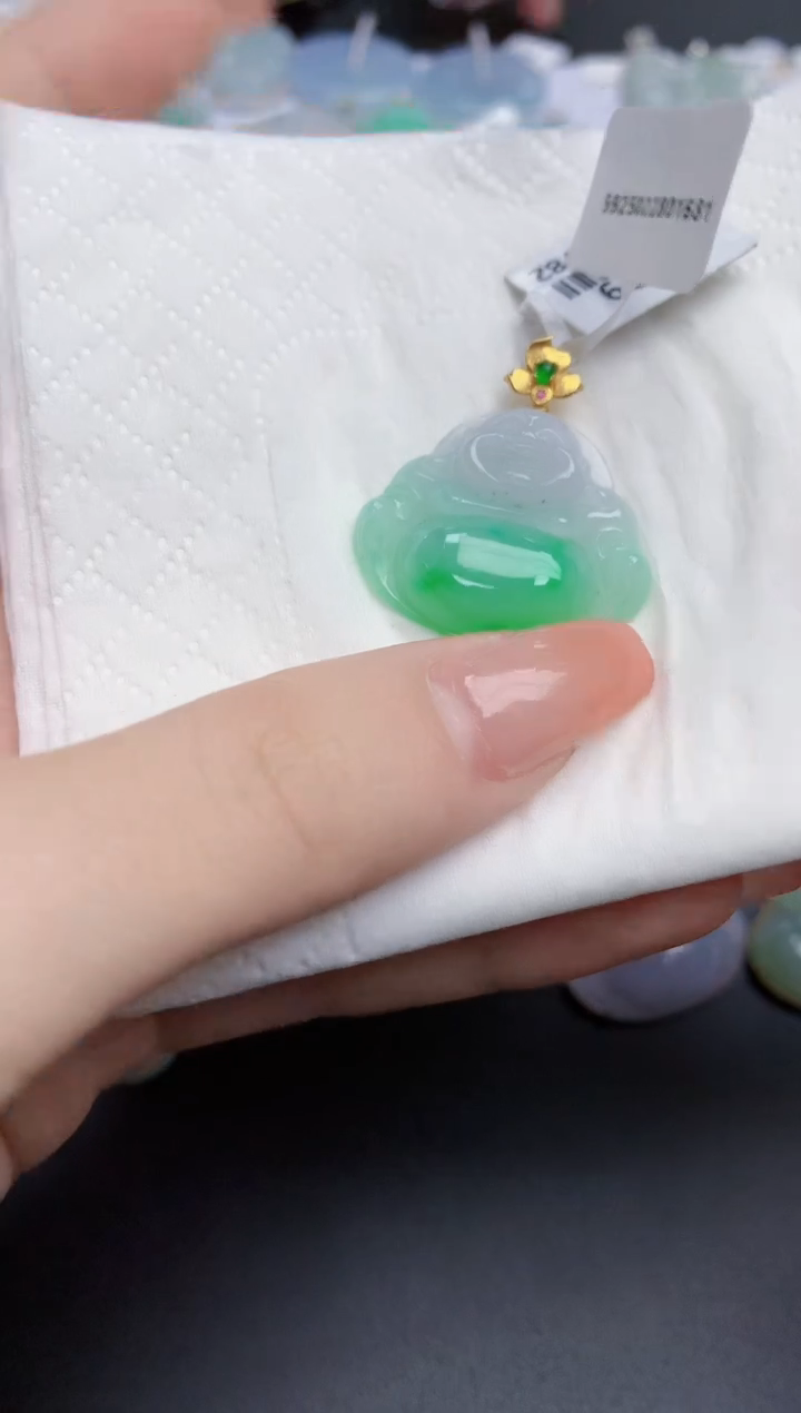 【闪购商品】翡翠颈饰18K金镶嵌天然缅甸翡翠A货