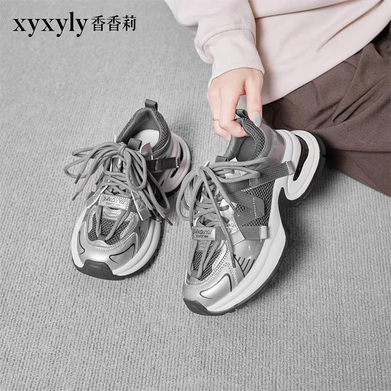2025秋季韩版女鞋系带老爹鞋网面透气潮女休闲鞋27981