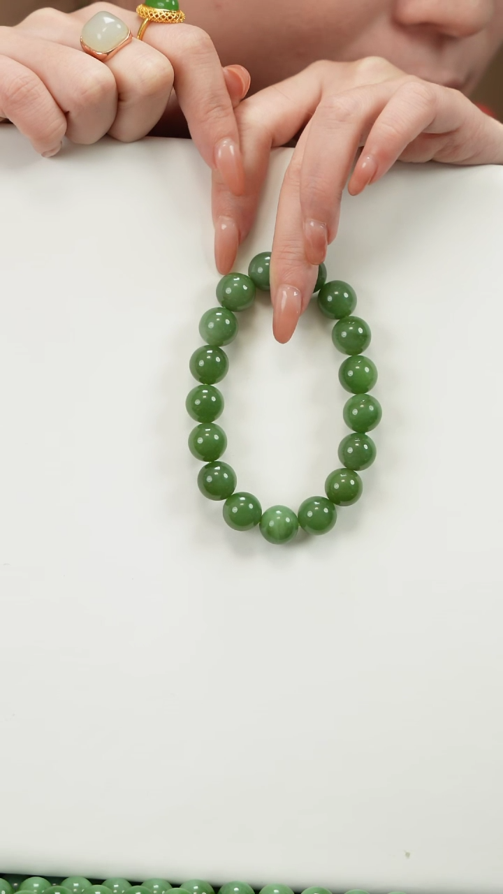 【闪购商品】和田玉手链未镶嵌碧玉卡12mm