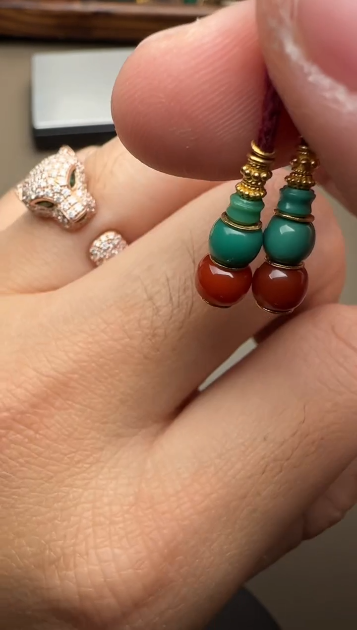 【闪购商品】南红玛瑙弟子珠足金镶嵌弟子珠83215484