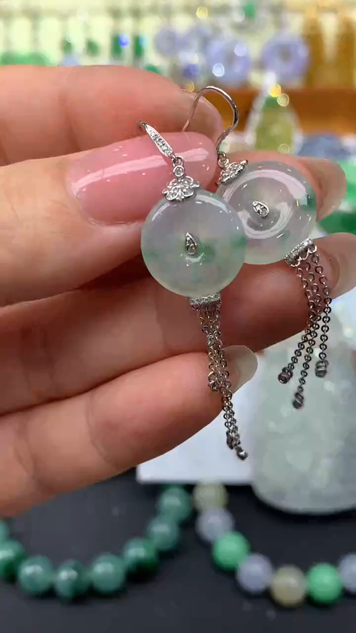 【闪购商品】翡翠耳饰18K金镶嵌248-天然翡翠