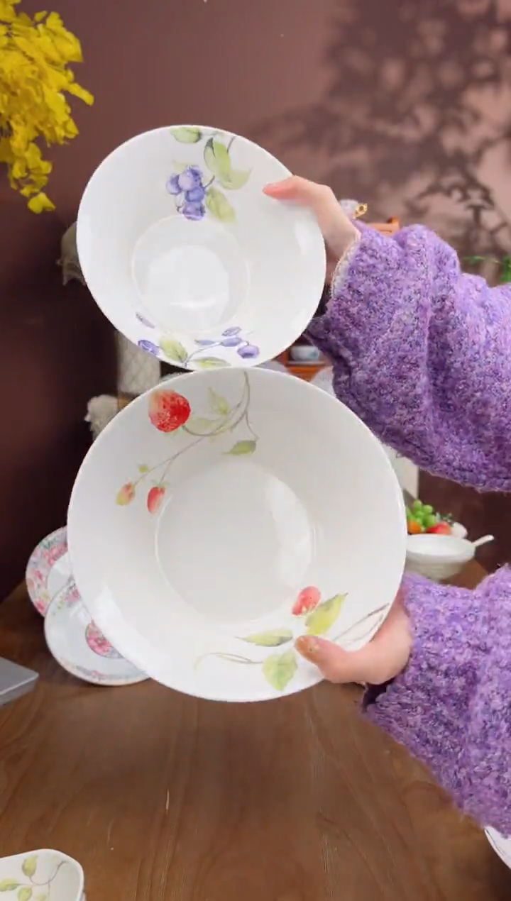 【闪购商品】瓦当浆果8寸沙拉碗2个（草莓，蓝莓）