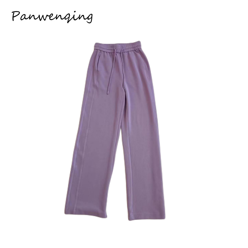 休闲裤直筒裤松紧腰抽绳侧拼接线显瘦百搭WDD-61407