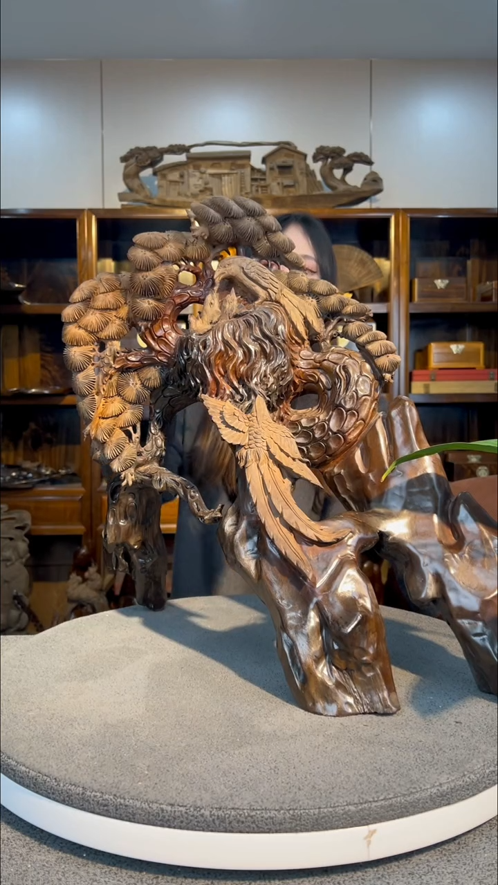 【闪购商品】金丝楠木雕双鸟报喜2