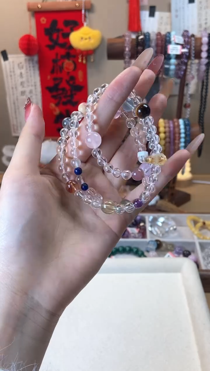 【闪购商品】水晶手链未镶嵌6m三圈多宝