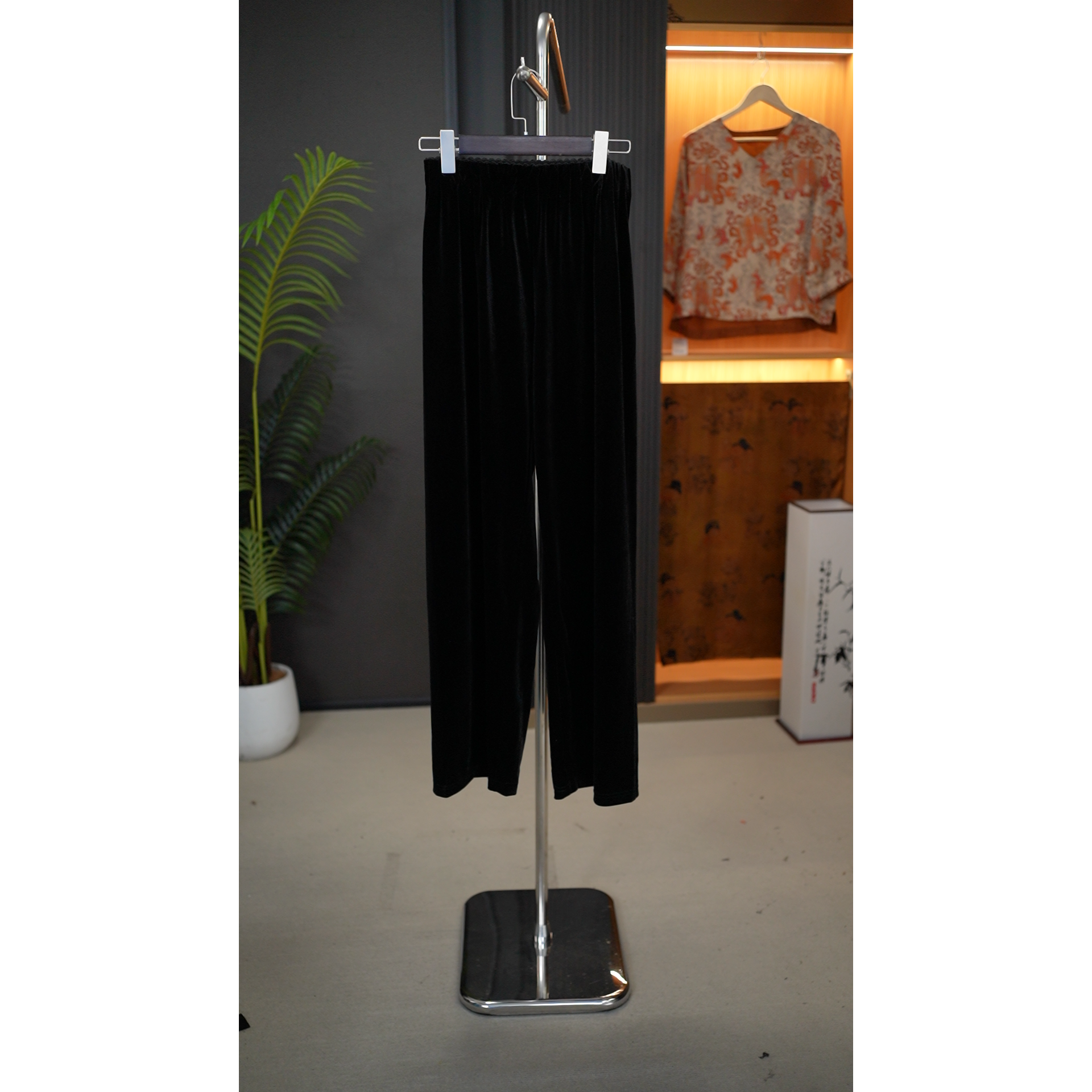 【SR福满缘】新中式国风醋酸丝绒松紧腰直筒裤休闲秋季