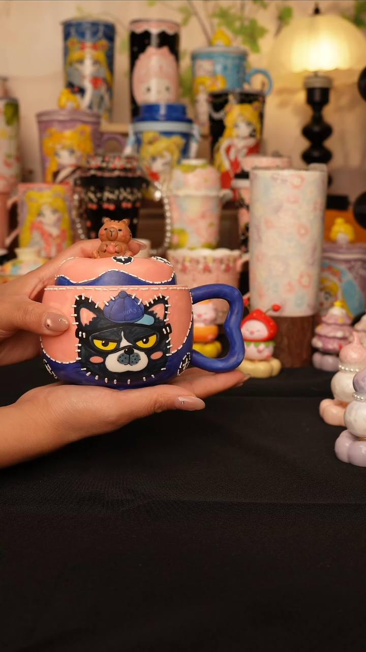 陶景德镇手绘的杯子 