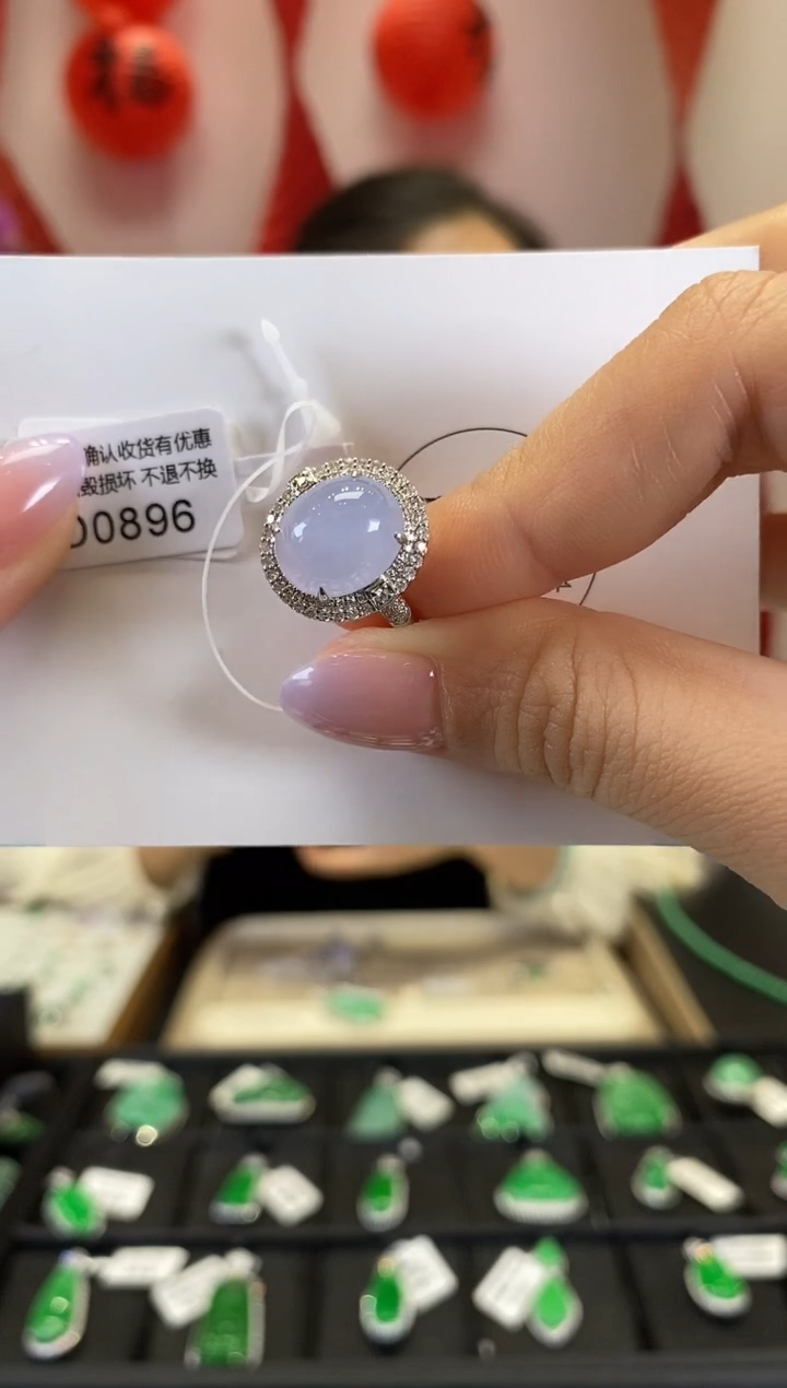 【闪购商品】翡翠戒指18K金镶嵌D0896 旦面戒指 含运营费