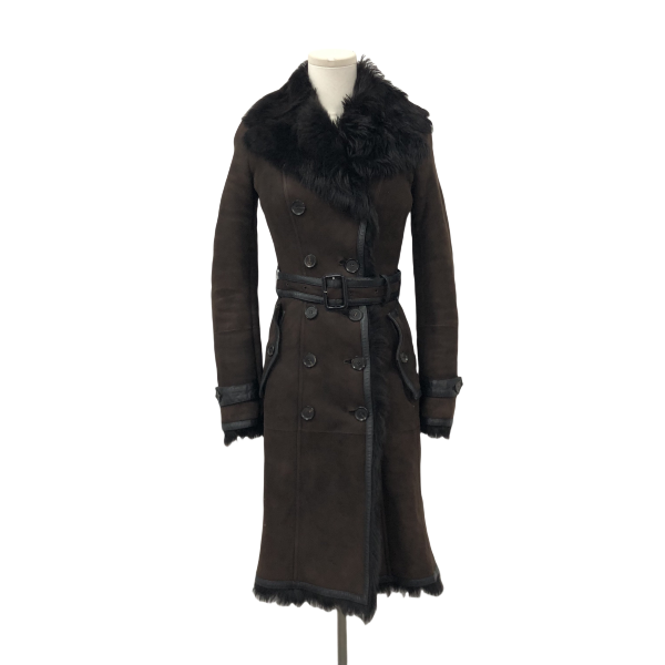 妃鱼/博柏利/羔羊毛皮/大衣/95新/琰一25